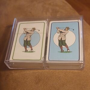 Golf-Themed Playing Cards Set in Green and Blue
